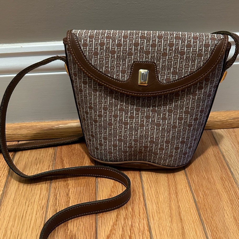Authentic Vintage Judith Leiber Fabric Pattern and Leather Handbag